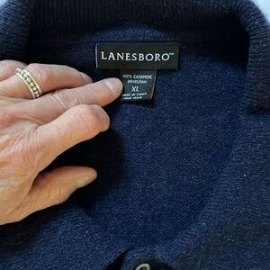 Lanesboro 100% cashmere collared sweater  with placket and 3 buttons